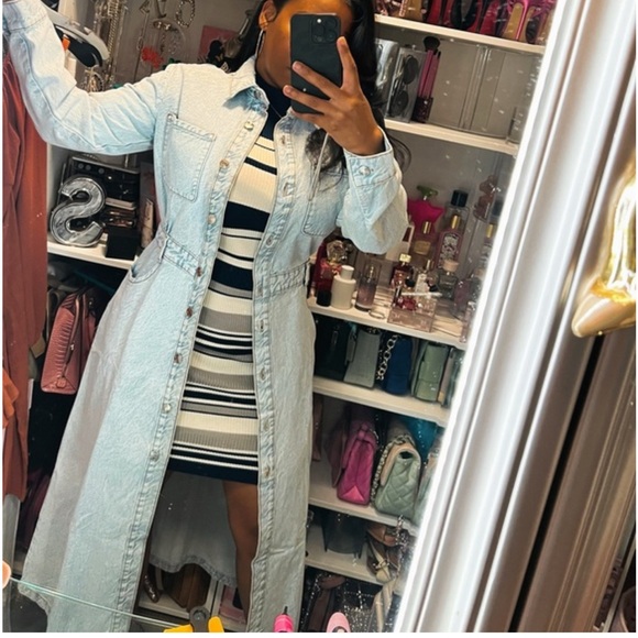 Zara Z1975 DENIM MIDI DRESS SIZE LARGE - Picture 13 of 14